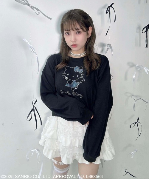 AS KNOW AS plus(アズノゥアズプラス)の「♪キラキラ Sanrio characters ショート丈プルオーバー 【Sanrio/サンリオ】(スウェット・レディース・ネイビー系/オフホワイト/ブラック系/ブラック・FREE)」の15枚目の写真