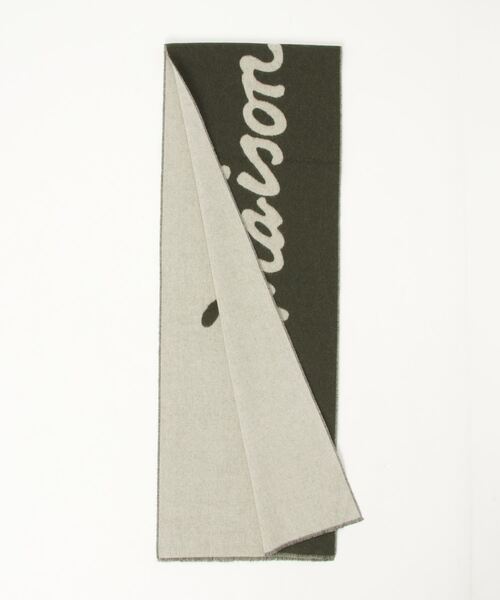 Maison Kitsune(メゾンキツネ)の「MAISON KITSUNE HANDWRITING SCARF(マフラー・メンズ・オリーブドラブ/ライトベージュ・U)」の18枚目の写真
