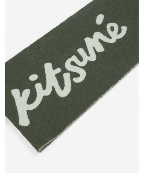 Maison Kitsune（メゾンキツネ）の「MAISON KITSUNE HANDWRITING SCARF（マフラー・メンズ・オリーブドラブ/ライトベージュ・U）」の6枚目の写真