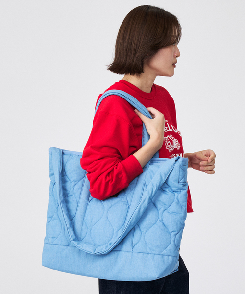 TAION(タイオン)の「【TAION / タイオン】ミリタリー ジップ ダウントートバッグM / 大容量 / A4可(トートバッグ・レディース・ブラック/カーキ/ライトブルー・フリー)」の8枚目の写真