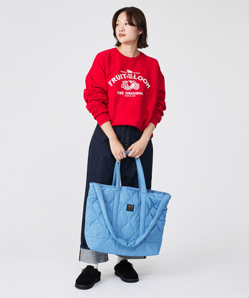 TAION(タイオン)の「【TAION / タイオン】ミリタリー ジップ ダウントートバッグM / 大容量 / A4可(トートバッグ・レディース・ブラック/カーキ/ライトブルー・フリー)」の9枚目の写真