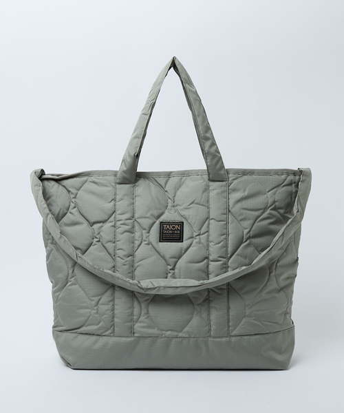 TAION(タイオン)の「【TAION / タイオン】ミリタリー ジップ ダウントートバッグM / 大容量 / A4可(トートバッグ・レディース・ブラック/カーキ/ライトブルー・フリー)」の10枚目の写真