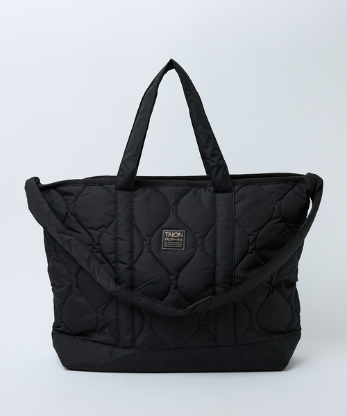 TAION(タイオン)の「【TAION / タイオン】ミリタリー ジップ ダウントートバッグM / 大容量 / A4可(トートバッグ・レディース・ブラック/カーキ/ライトブルー・フリー)」の14枚目の写真