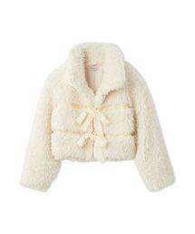 SNIDEL | Sustainableリボンボアショートコート(ムートンコート)