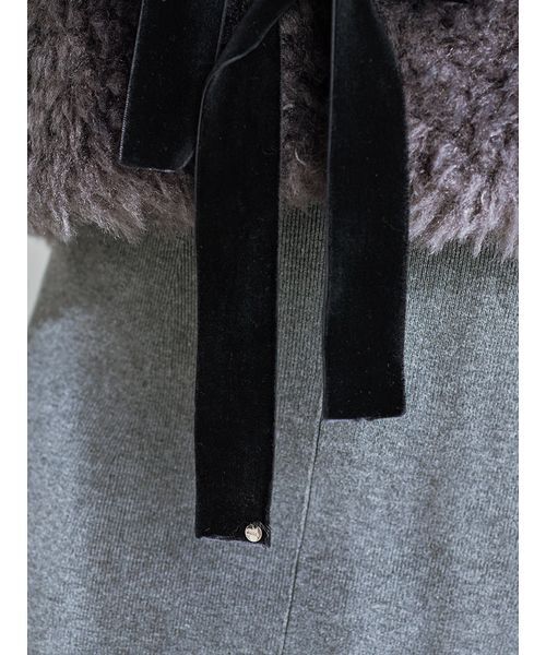 セール】Sustainableリボンボアショートコート（ムートンコート