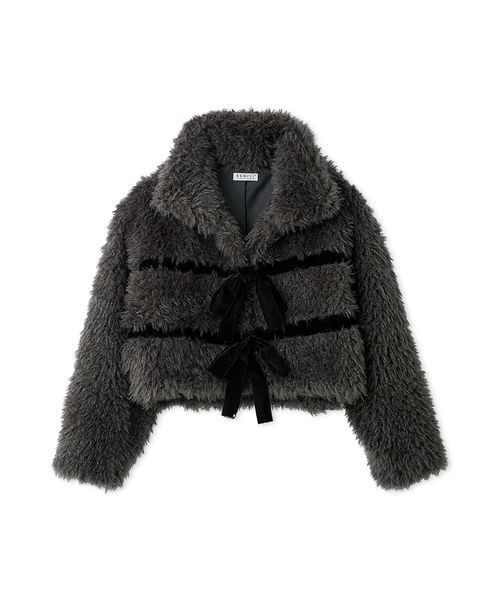 Sustainableリボンボアショートコート（ムートンコート）｜SNIDEL