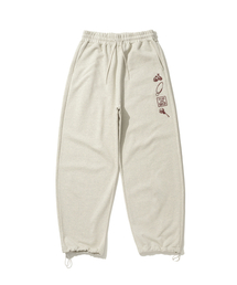 レトロポイントスウェットパンツ_オートベージュ