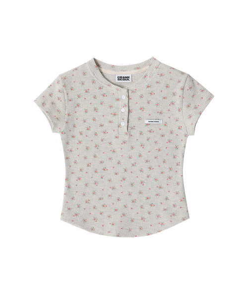 CRANK(クランク)の「フラワーヘンリーネックトップ_オートミール(Tシャツ/カットソー・レディース・その他・FREE)」の5枚目の写真