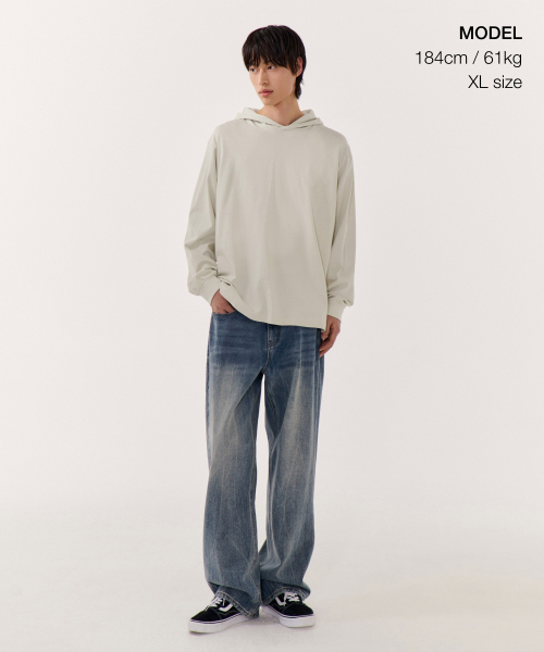 MUSINSA STANDARD（ムシンサスタンダード）の「フードパーカー長袖Tシャツ [ダスティクリーム]（パーカー・メンズ・その他・SMALL/MEDIUM/LARGE/X-LARGE/XX-LARGE/XXX-LARGE）」の2枚目の写真