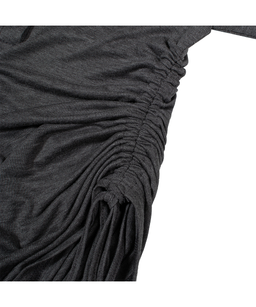 MOAA(モア)の「Hooded ring snap shirring top (GRAY)(パーカー・レディース・その他・SMALL/MEDIUM)」の4枚目の写真