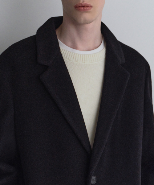 MUSINSA STANDARD（ムシンサスタンダード）の「カシミアブレンド特大シングルコート[ブラック]（チェスターコート・メンズ・その他・27cm/27.5cm/28cm/28.5cm）」の6枚目の写真