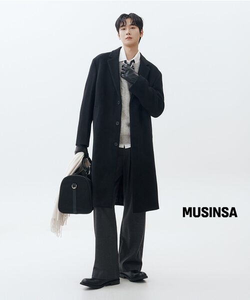 MUSINSA STANDARD（ムシンサスタンダード）の「カシミアブレンド特大シングルコート[ブラック]（チェスターコート・メンズ・その他・27cm/27.5cm/28cm/28.5cm）」の16枚目の写真