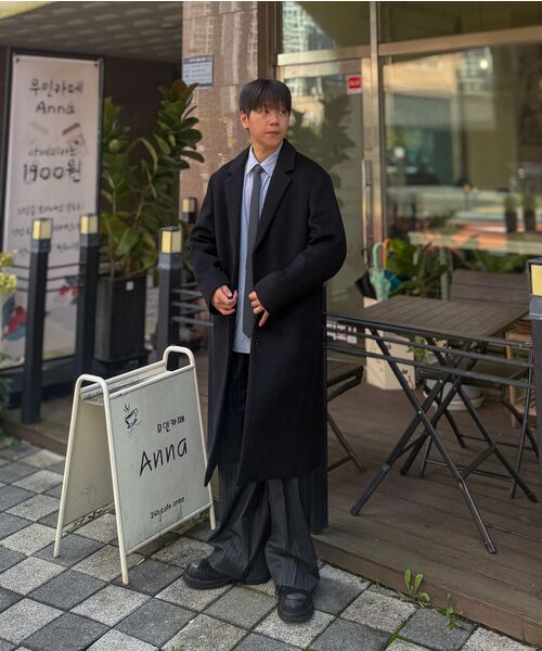 MUSINSA STANDARD（ムシンサスタンダード）の「カシミアブレンド特大シングルコート[ブラック]（チェスターコート・メンズ・その他・27cm/27.5cm/28cm/28.5cm）」の20枚目の写真