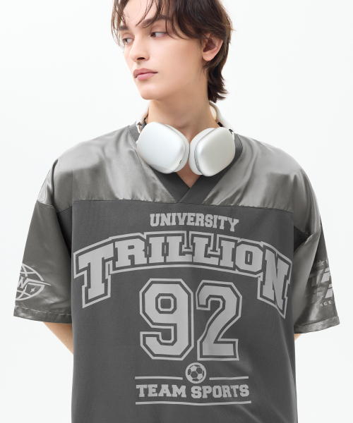 TRILLION（トリリオン）の「メッシュフットボールグラフィックジャージーハーフスリーブ[チャコール]（Tシャツ/カットソー・メンズ・その他・MEDIUM/LARGE/X-LARGE）」の12枚目の写真