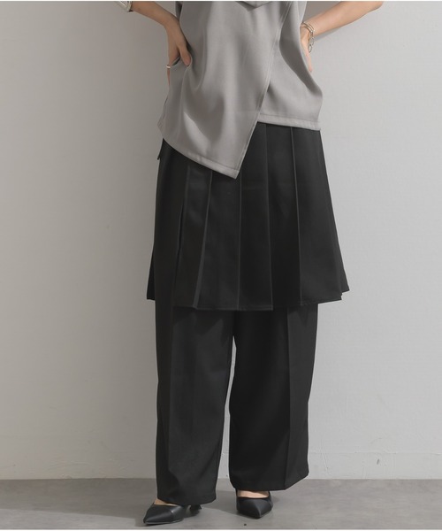 OandI（オーアンドアイ）の「ラップスカートレイヤードパンツ（その他パンツ・レディース・ブラウン/ブラック/チャコールグレー・FREE）」の2枚目の写真