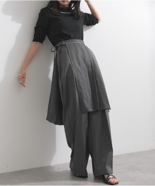 OandI（オーアンドアイ）の「ラップスカートレイヤードパンツ（その他パンツ・レディース・ブラウン/ブラック/チャコールグレー・FREE）」の19枚目の写真