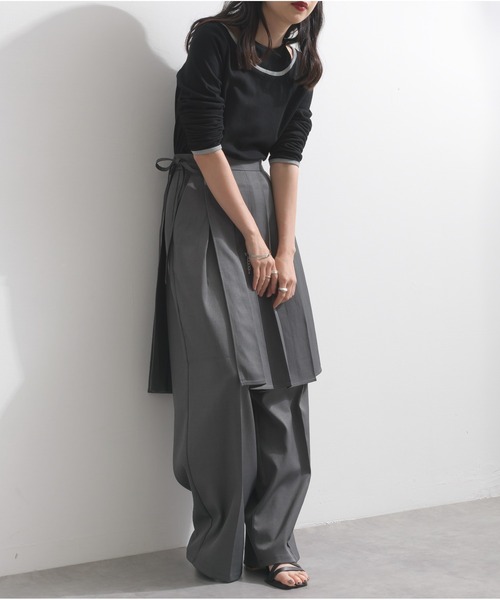 OandI（オーアンドアイ）の「ラップスカートレイヤードパンツ（その他パンツ・レディース・ブラウン/ブラック/チャコールグレー・FREE）」の21枚目の写真