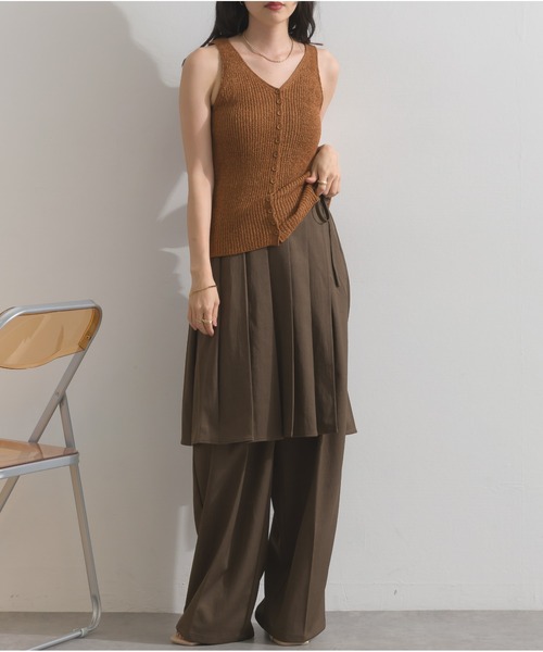 OandI（オーアンドアイ）の「ラップスカートレイヤードパンツ（その他パンツ・レディース・ブラウン/ブラック/チャコールグレー・FREE）」の18枚目の写真