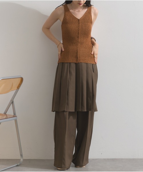 OandI（オーアンドアイ）の「ラップスカートレイヤードパンツ（その他パンツ・レディース・ブラウン/ブラック/チャコールグレー・FREE）」の17枚目の写真