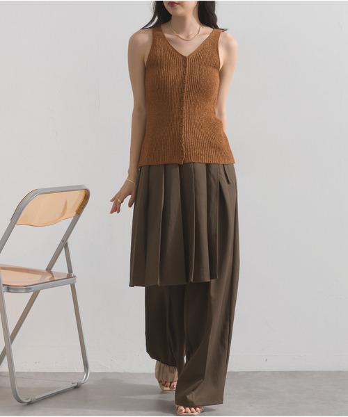 OandI（オーアンドアイ）の「ラップスカートレイヤードパンツ（その他パンツ・レディース・ブラウン/ブラック/チャコールグレー・FREE）」の15枚目の写真