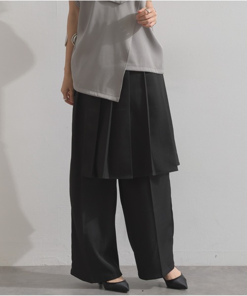 OandI（オーアンドアイ）の「ラップスカートレイヤードパンツ（その他パンツ・レディース・ブラウン/ブラック/チャコールグレー・FREE）」の11枚目の写真