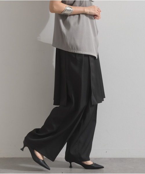 OandI（オーアンドアイ）の「ラップスカートレイヤードパンツ（その他パンツ・レディース・ブラウン/ブラック/チャコールグレー・FREE）」の10枚目の写真