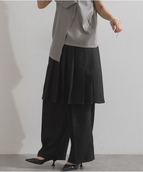 OandI（オーアンドアイ）の「ラップスカートレイヤードパンツ（その他パンツ・レディース・ブラウン/ブラック/チャコールグレー・FREE）」の9枚目の写真