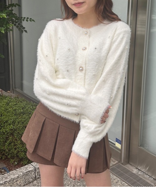 one way（ワンウェイ）の「ビジューまみれフェザーカーデ（カーディガン/ボレロ・レディース・ピンク/レッド/ブラック/ホワイト・FREE）」の2枚目の写真