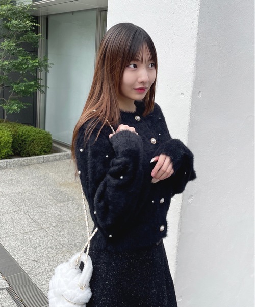 one way（ワンウェイ）の「ビジューまみれフェザーカーデ（カーディガン/ボレロ・レディース・ピンク/レッド/ブラック/ホワイト・FREE）」の16枚目の写真