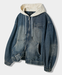 DIMITRI BLACK（ディミトリブラック）の「2WAY OG エッセンシャル デトロイト フードジップアップ_デニム ダスト インディゴ（パーカー）」