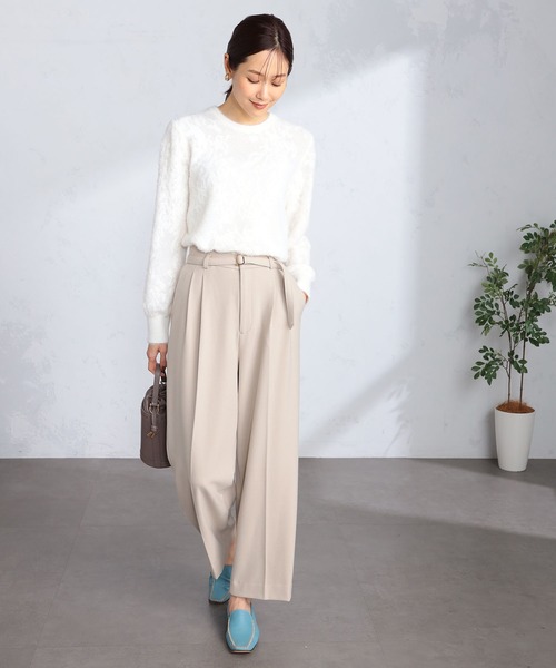 GALLORIA（ギャローリア）の「起毛ベルト付きワイドパンツ（その他パンツ・レディース・オートミール/グレー・M/S/LL/L）」の7枚目の写真