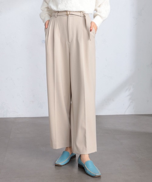 GALLORIA（ギャローリア）の「起毛ベルト付きワイドパンツ（その他パンツ・レディース・オートミール/グレー・M/S/LL/L）」の8枚目の写真