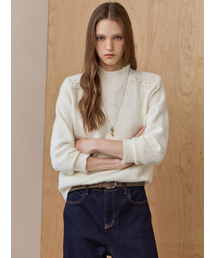 MAXZA（マージャコレクション）の「ソフトヘアリーキュービックショルダーモックネックニット（ニット/セーター）」