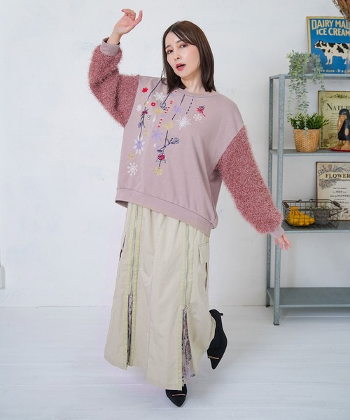 セール】553273：雪の結晶×星座×楽器柄 2wayカーゴスカート（スカート