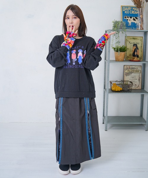 セール】553273：雪の結晶×星座×楽器柄 2wayカーゴスカート（スカート