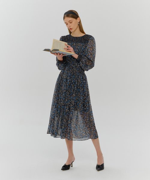 ETMON(エトモン)の「Smock Shirring Lace Dress Blue(ワンピース・レディース・その他・FREE)」の3枚目の写真