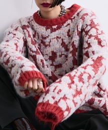 MONOe（モノエ）の「立体ヒョウ柄オーバーニット/ユニセックス（ニット/セーター）」