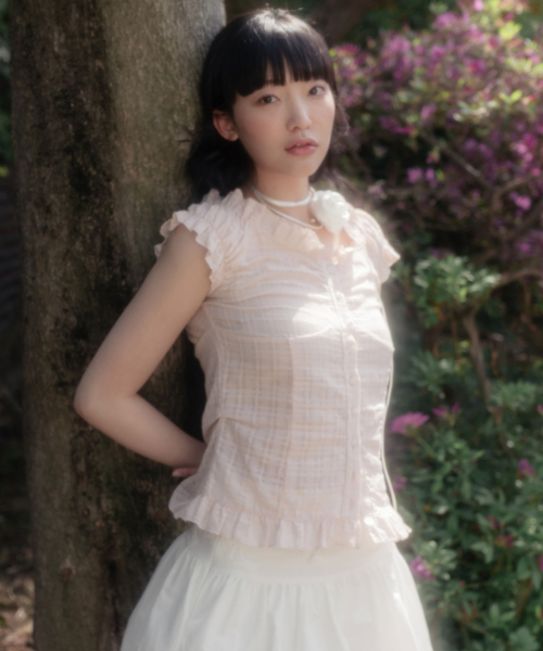 Чекс‑слуфриб блузка (check sleeve slub frill blouse)