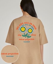 スマイルデイジーラウンドネック15番手綿半袖Tシャツ_ベージュ