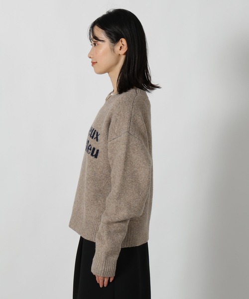 LAKOLE（ラコレ）の「6ゲージロゴジャガードニット / 600356（ニット/セーター・レディース・キャメル/ライトブルー/アイボリー/チャコール・FREE）」の22枚目の写真