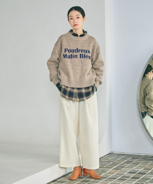 LAKOLE（ラコレ）の「6ゲージロゴジャガードニット / 600356（ニット/セーター・レディース・キャメル/ライトブルー/アイボリー/チャコール・FREE）」の13枚目の写真