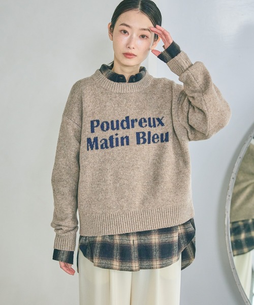 LAKOLE（ラコレ）の「6ゲージロゴジャガードニット / 600356（ニット/セーター・レディース・キャメル/ライトブルー/アイボリー/チャコール・FREE）」の14枚目の写真