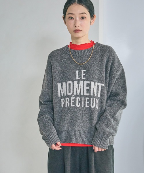 LAKOLE（ラコレ）の「6ゲージロゴジャガードニット / 600356（ニット/セーター・レディース・キャメル/ライトブルー/アイボリー/チャコール・FREE）」の8枚目の写真