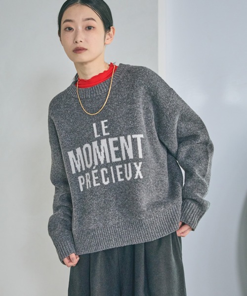 LAKOLE（ラコレ）の「6ゲージロゴジャガードニット / 600356（ニット/セーター・レディース・キャメル/ライトブルー/アイボリー/チャコール・FREE）」の11枚目の写真