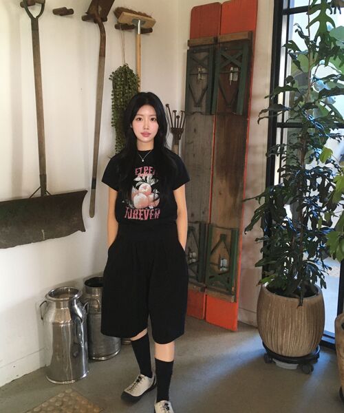 bounDary（バウンダリー）の「ツーピンタックワイドバミューダショートパンツ[ブラック]（その他パンツ・レディース・その他・LARGE/MEDIUM/X-LARGE）」の5枚目の写真