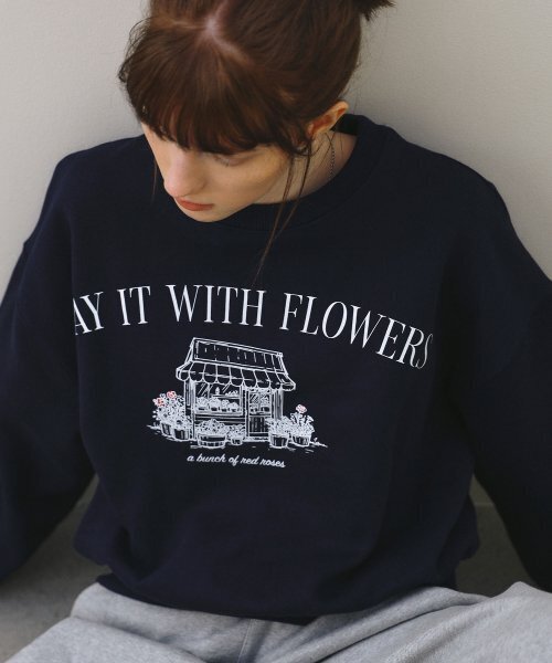 SLOW RECORD HOUSE(スローレコードハウス)の「フラワーハウス クロップスウェットシャツ_ネイビー(スウェット・レディース・その他・OS)」の16枚目の写真