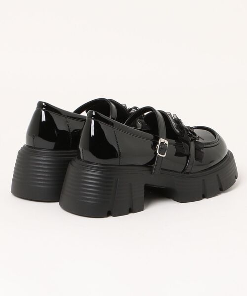 Shoes in Closet（シューズインクローゼット）の「軽量 厚底 チュール リボン メリージェーン ローファー 474（ローファー・レディース・アイボリー/ブラック・L/M/S/LL）」の5枚目の写真