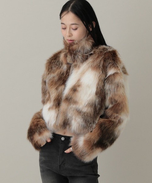 3.3 Field Trip （3.3フィールドトリップ）の「3.3 Field Trip／ミックスカラーフェイクファーブルゾン（ブルゾン・レディース・ブラウン/グレー・FREE）」の22枚目の写真