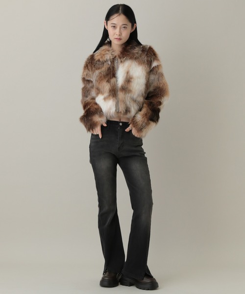 3.3 Field Trip （3.3フィールドトリップ）の「3.3 Field Trip／ミックスカラーフェイクファーブルゾン（ブルゾン・レディース・ブラウン/グレー・FREE）」の16枚目の写真