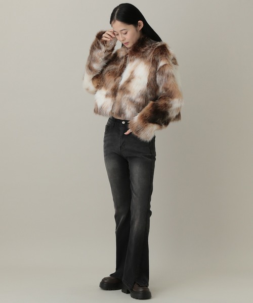 3.3 Field Trip （3.3フィールドトリップ）の「3.3 Field Trip／ミックスカラーフェイクファーブルゾン（ブルゾン・レディース・ブラウン/グレー・FREE）」の17枚目の写真